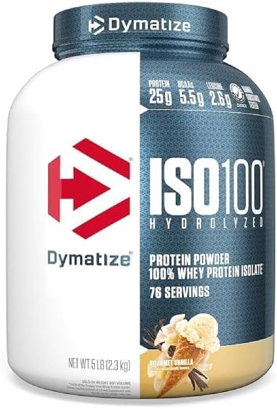 100% Whey Isolate , Dymatize ISO Protein Powder with 25g of Hydrolyzed ( Vanilla 5 Pound)