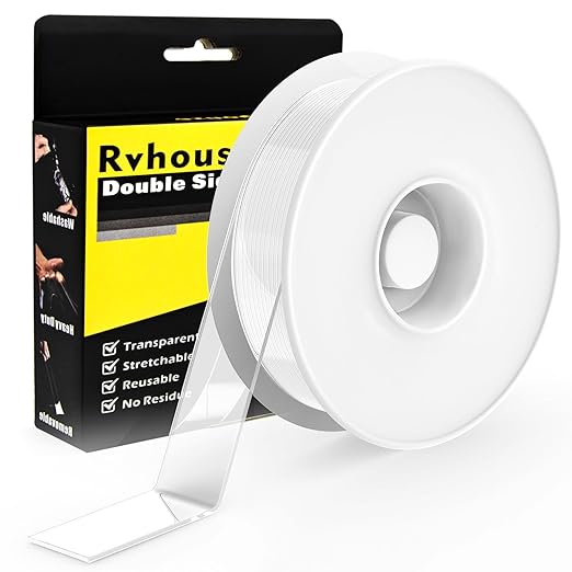 Double Sided Tape Heavy Duty Clear Nano Mounting Tape with Protective Case Sticky Adhesive for Carpet Picture Poster Office Home RV Decoration 1 Pack