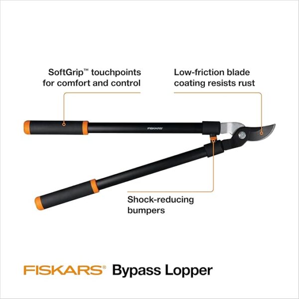 28" Fiskars Bypass Lopper For Tree Trimmer & Branch Cutter up to 1.5" , Non-Slip Grip Handles