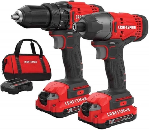 CRAFTSMAN V20 MAX Cordless Drill and Impact Driver , Power Tool Combo Kit with 2 Batteries and Charger