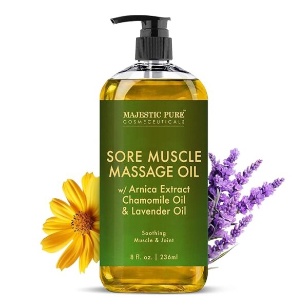 MAJESTIC PURE Arnica Sore Muscle Massage Oil for Massage Therapy