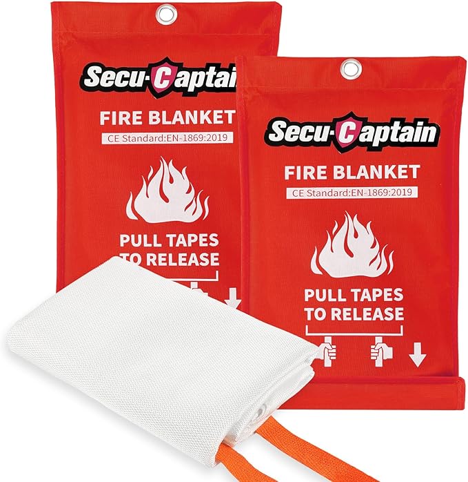 2 Pack SecuCaptain Emergency Fire Blanket for Home and Kitchen