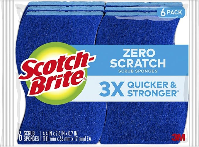 6 Pack Scotch-Brite Zero Scratch Scrub Sponges