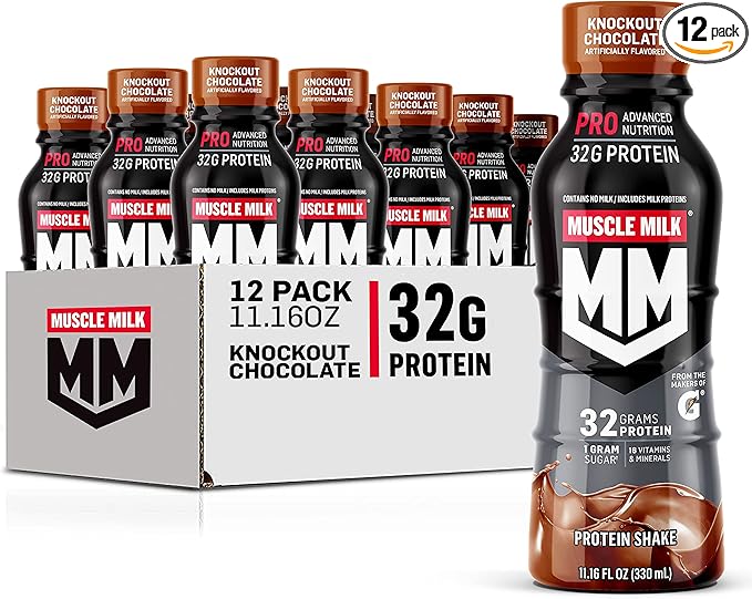 11.16 Fl Oz (Pack of 12), 32g Protein , Muscle Milk Pro Advanced Nutrition Protein Shake, Knockout Chocolate